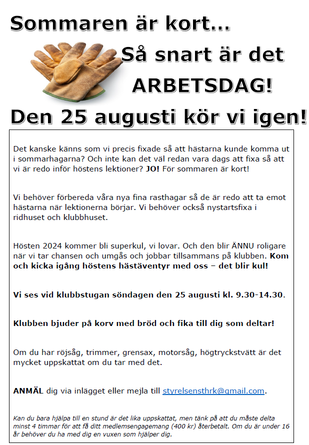 Arbetsdag 25 augusti