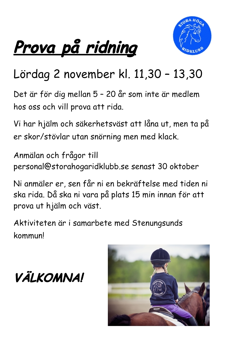 Prova på ridning 2 november