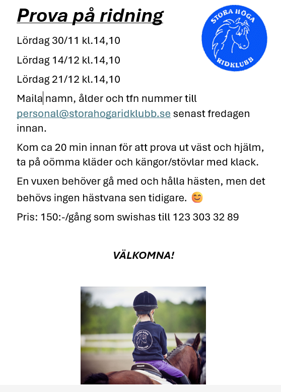 Prova på ridning