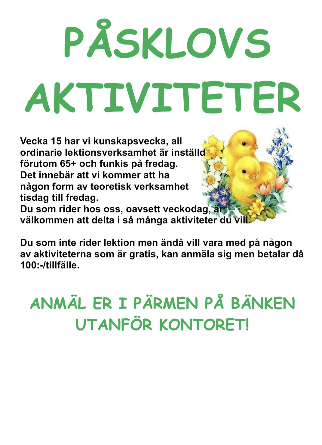 Påsklovsaktiviteter