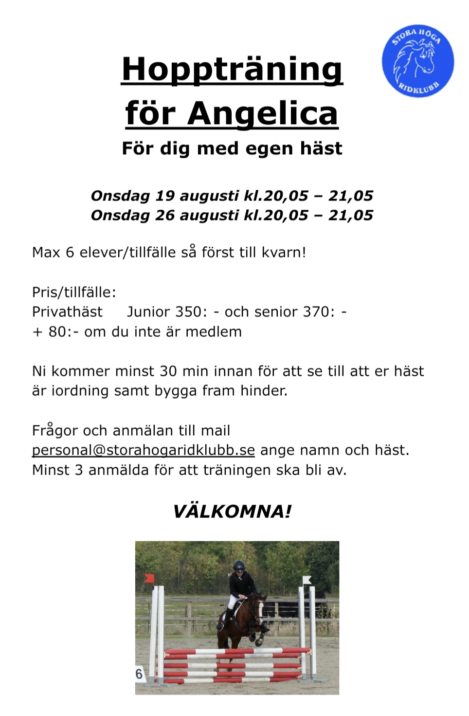 Hoppträning med Angelica för dig med egen häst